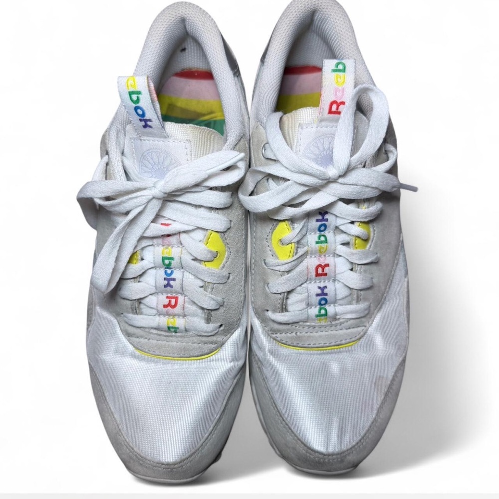 Reebok Classic White Silver Rainbow Retro Sneakers Size 9